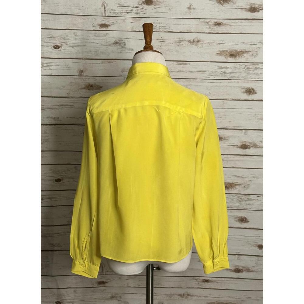 jenni kayne yellow collared long sleeve button-up silk blouse Size Medium - Picture 5 of 8